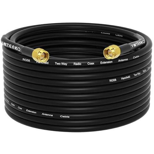 YOTENKO 50FT SMA Male to Male RG58 Coaxial Cable Antenna Extension 50 Ohm