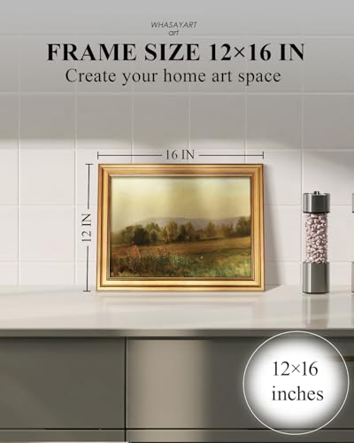 Image of HUARCEY Gold Framed Vintage Wall Art for Living Room, Landscape Painting Prints Shelf Decor for Kitchen, Aesthetic Bedroom Wall Art, Best Gifts for Friends or Family - New England Landscape 16L x 12W