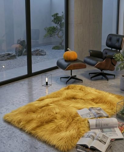 Image of Prokart Soft Faux Fur Fabric Cloth - 60 Inch Wide Pana | Fur Fabric Decorative Cloth for Crafting Soft Toys, Fancy Dress, Baby Photoshoot, Wedding Mandap & Party Decor (Gold, 5 Mtr)