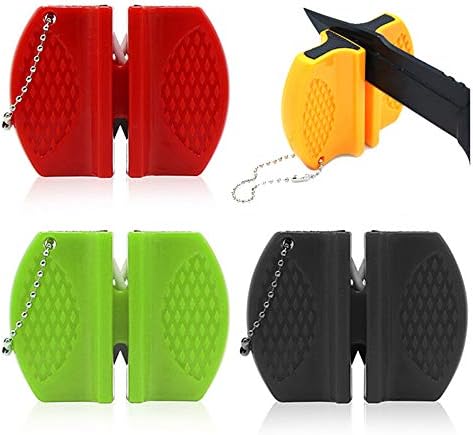 2PCS Portable Kitchen Knife Sharpener, Thick & Fine 2-Stage Mini Pocket Knife Sharpening Tool for Mountaineering Camping Travel or Outdoor BBQ (2 random color)