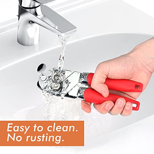 Elyum Can Opener, 3 In 1 Can Opener Manual Anti-Slip Grip Can Opener Smooth Edge, Heavy Duty Can Openers For Seniors With Arthritis, Young People, Red #TOP3