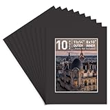 Golden State Art, Pack of 10 11x14 BLACK Picture Mats with White Core Bevel Cut for 8x10 Pictures