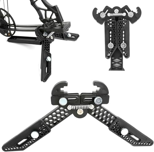 ZSHJGJR Archery Compound Bow Stand Support Folding Portable Clamp Holder Adjustable Length and Width for Hunting or Competitive Sports Accessories (Black)