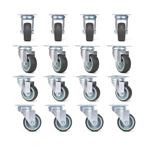 4 8 12 16 Uds Tpr Ruedas De Goma Suave For Muebles Ruedas De 2 Pulgadas Ruedas Giratorias De Alta Resistencia For Muebles De Carrito De Plataforma Color : 16pcs