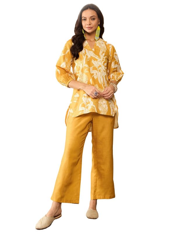 Vaamsi Women’s Floral Printed Empire Co-ord Set (VCORD1083_Mustard Yellow) Vaamsi Women’s Floral Printed Empire Co-ord Set (VCORD1083_Mustard Yellow)