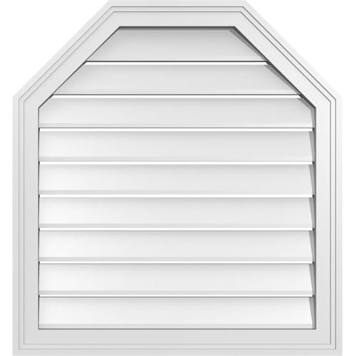 Ekena Millwork GVPOT26X2802SF Octagonal Top Surface Mount PVC Gable Vent, Factory Primed White