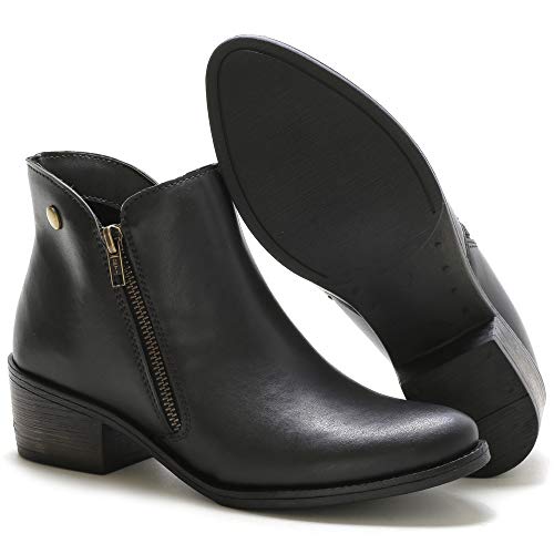 Bota Botinha Feminina Beauty Cano Curto Ziper (36, Preto)