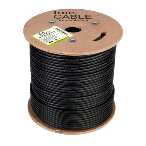 trueCABLE Cat6 Direct Burial, Gel Filled, 500ft, Black, Waterproof, CMX, 23AWG Solid Bare Copper, 550MHz, PoE++ (4PPoE), ETL Listed, Unshielded UTP, Bulk Ethernet Cable