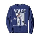 BallPark MVP Unisex-Adult Anthony Volpe New York Black Classic Solid Long Sleeve Crew Neck Classic Fit Sweatshirt