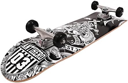 M.Y X-Skate Complete Skateboard 31" Double Kick Beginner Skateboard for Kids Teenagers & Adults 7 Ply Maple Deck ABEC 7 Bearings for tricks and skateparks