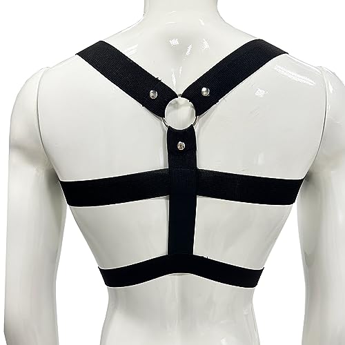 Men's Strong Nylon Body Chest Elastic Shoulder Strap Support Harness Belt Crop Tops Punk Clubwear Costume3