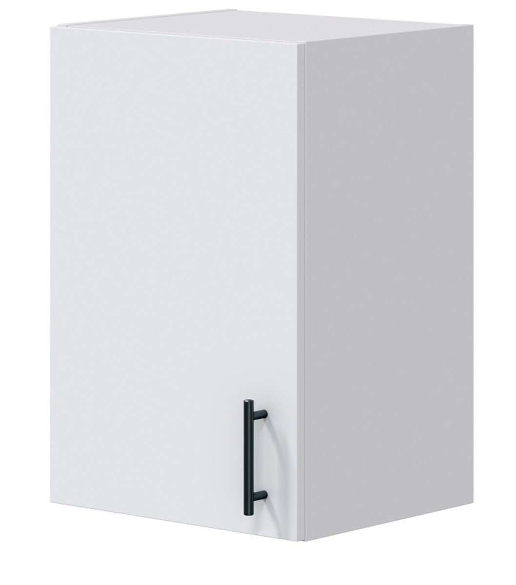 PEGANE Meuble à Suspendre, Meuble Haut de Cuisine Mural avec 1 Porte Coloris Blanc Brillant - Hauteur 59 x Longueur 40 x Profondeur 34 cm