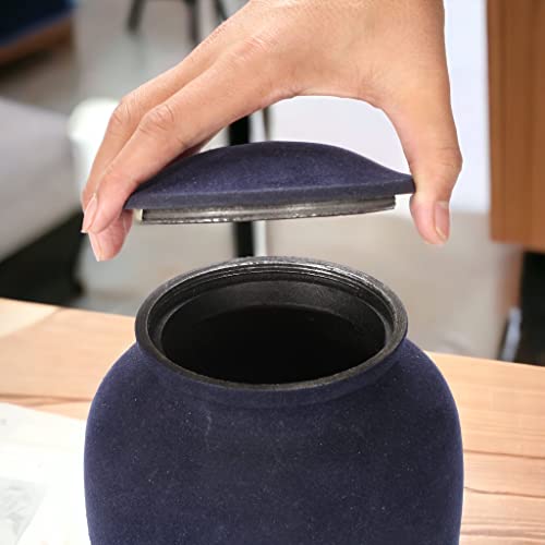 Image of Alpha Living Home Cremation Urn for Ashes - Adult Funeral Urn Handcrafted - Affordable Urn for Ashes - Large Funeral Memorial with Elegant Finish for Cemetery Burial - 10'' Height Blue /Black