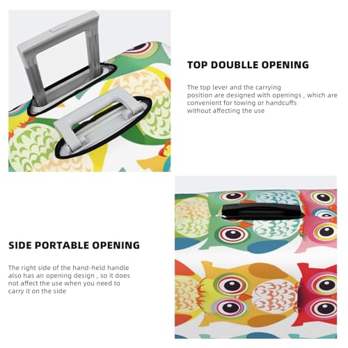 Cartoon Colored Owl Travel Luggage Cover Elastic Suitcase Covers Washable Anti Scratch Luggage Dust Covers Protector, Fits 18-21 inch Luggage, S4