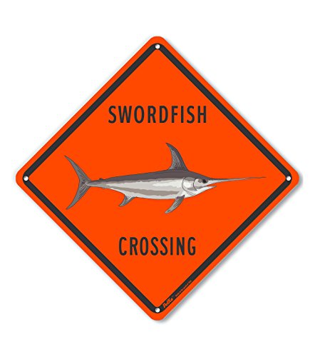 Panneau en aluminium Swordfish Crossing orange de 25,4 x 25,4 cm