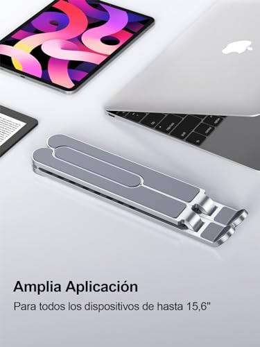 Babacom Soporte Portatil Mesa, Plegable Ventilado Soporte Ordenador Portátil, 8 Ángulos Ajustable Elevador Portatil Laptop Stand Compatible con MacBook PC 10-15.6”, ABS+Silicona