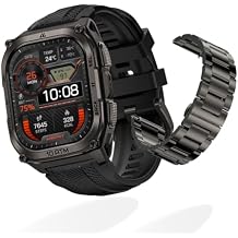 KOSPET Tank M4 Smart Watch with Metal Watch Band Replacement Black