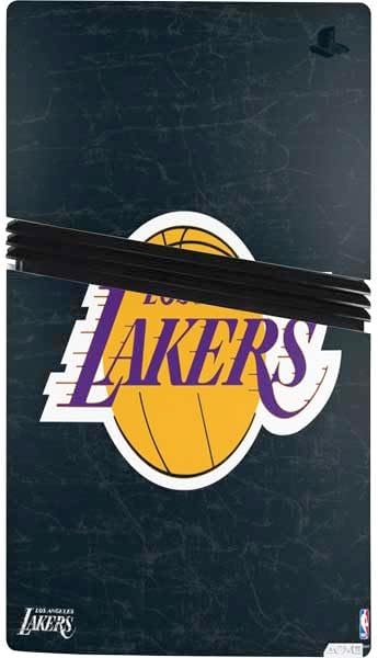 Skinit Decal Gaming Skin Compatible with PS5 Pro Bundle - Officially Licensed NBA Los Angeles Lakers Black Primary Logo Design