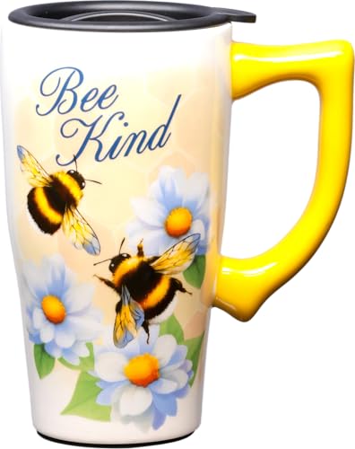 Spoontiques Bee Kind Ceramic Travel Mug with Lid