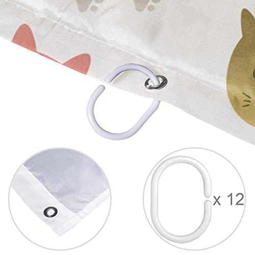 Rideau de douche peint à la main anti éclaboussure lavable avec crochets - 5
