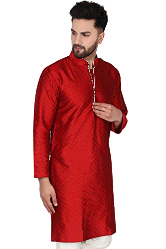 Image of Amazon Brand - Anarva Men's Indian Art Silk Casual Kurta for Wedding