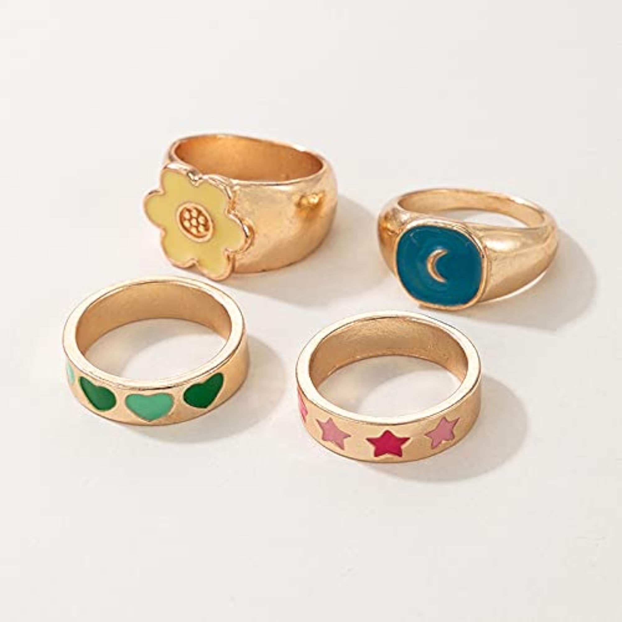 Plated Enamelled Combo of Rings, Stylish Set