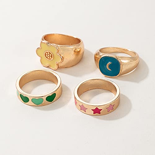 Plated Enamelled Combo of Rings, Stylish Set