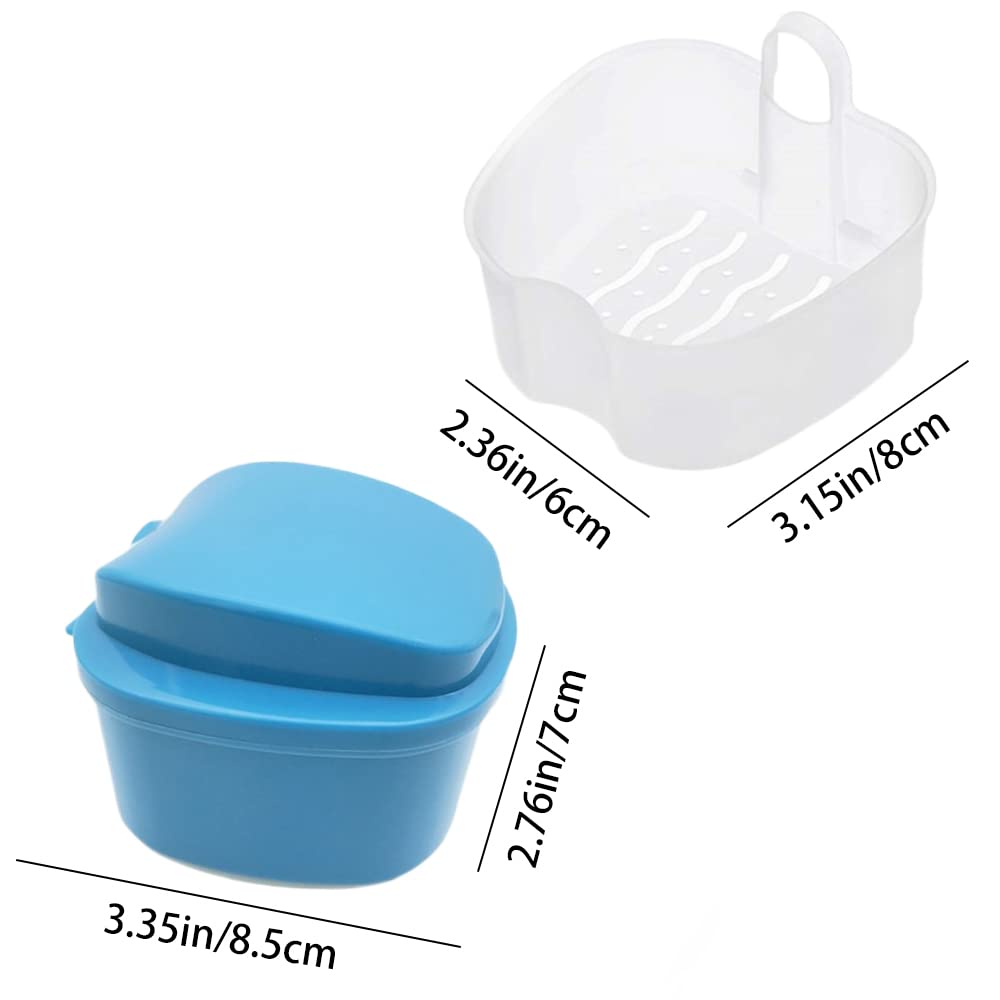 TAORANJU Denture Case, Denture Retainer Case Denture Cup with Strainer Basket, False Teeth Storage Soak Container Denture Bath Box for Travel Cleaning