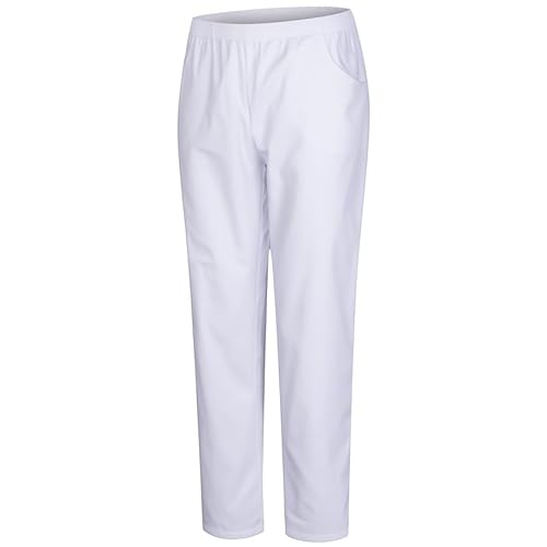 KAIXUAN - PANTALÓN Pijama Unisex DE Uniforme MÉDICO Enfermera Dentista ESTÉTICA Veterinaria - PANTALÓN con Cintura ELÁSTICA DE Uniforme Laboral Limpieza HOSTELERÍA - Serie 8312 (L, Blanco)