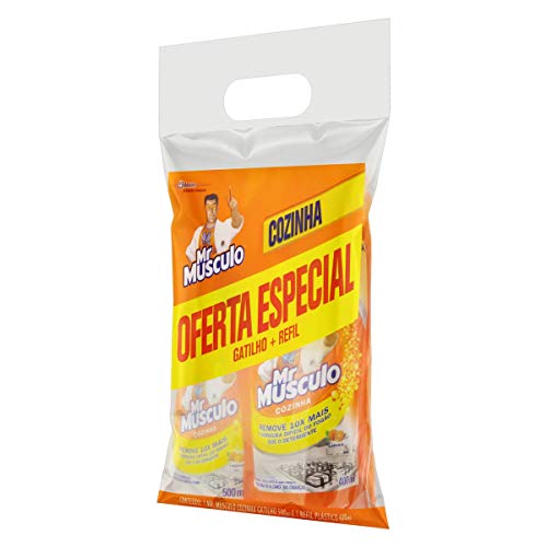 Limpador Cozinha Total Pack Gatilho 500 ml e Refil 500 ml, Mr. Músculo, pacote de 2
