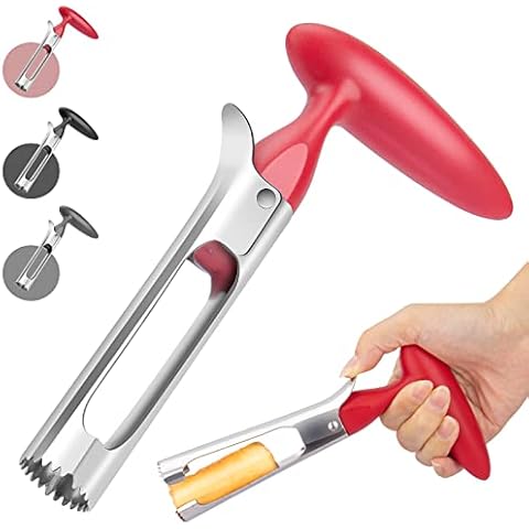 Apple Corer, Premium Stainless Steel Apple Corer Tool,Sturdy Ergonomic Handle, Easy to Use and Clean,Durable Apple Corer Remover for Pears, Bell Peppers, Fuji, Honeycrisp, Pink Lady Apples (red) Cover