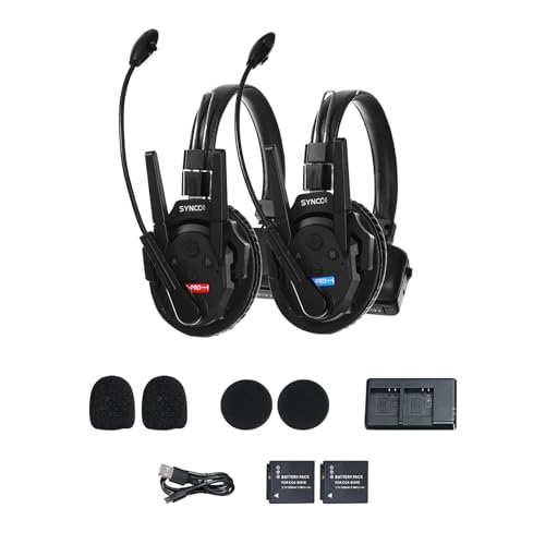 SYNCO XTalk XPro 2.4GHz Wireless Intercom System Headset Full Duplex Random Master Design 1640ft/500m 24H Battery (XPro2 (2PCS))