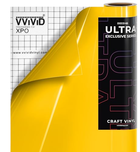 Vinyle de loisirs créatifs jaune brillant sans bulles VViViD DECO65 de 15,2 m