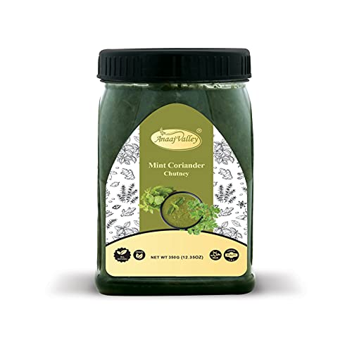 Anaaj Valley Green Coriander Mint Chutney - Freshly Ground Coriander Spicy Sauce - 350G Tangy Dhaniya Pudina Chutney - Fresh Mint Coriander Chutney - Non-Gmo - Vegan - Gluten Free Sauce #TOP7