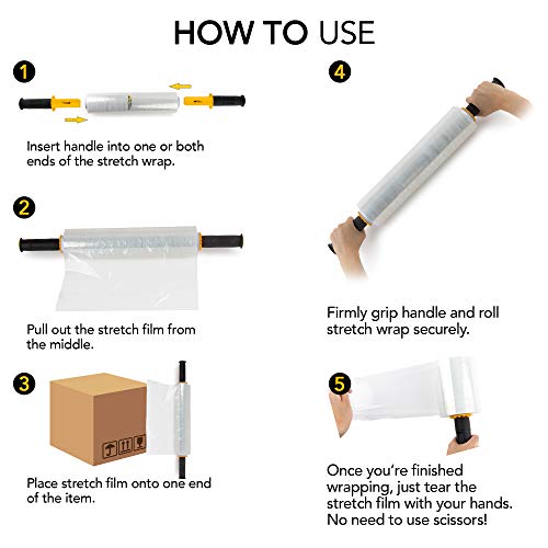 Modern Innovations 15 Inch Clear Stretch Wrap Roll with Handles (1 Roll-1000 Feet) Heavy Duty Shrink Wrap for Moving, Packing Supplies for Wrapping Furniture, Industrial Plastic Pallet Cling