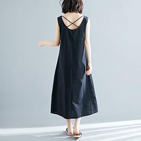 Amazon Co Jp ワンピース レディース 韓国風 無地 ３色 ゆったり レディース 着やすい 夏 ワンピース 大きいサイズ コットン ワンピース 文芸 ファッション ワンピース デザイン性 ワンピース Gsagjyec Color ブラック Size L 服 ファッション小物
