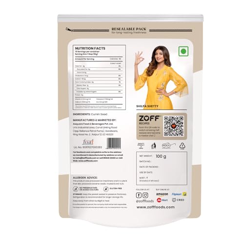 Image of Zoff Jeera Powder - Authentic Jeera Powder for Rich Flavor & Aroma - Cool Grinding Technology for Freshness - Hygienically Packed - Long Shelf Life - 300g (Pack of 3)