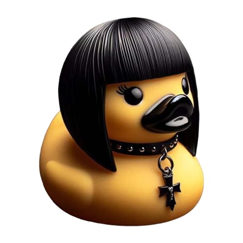 Pato del Tablero, Estatua del Pato - Pato Deathrocker, Pato del Tablero gótico Punk,Decoración de Escritorio de estantería, Figura de Animal, Coleccionable para coleccionistas con temática de