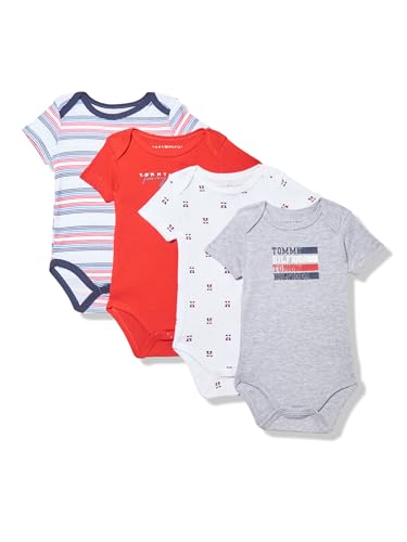 Image of Tommy Hilfiger baby-girls 4-pack Short Sleeve Bodysuit Onesie