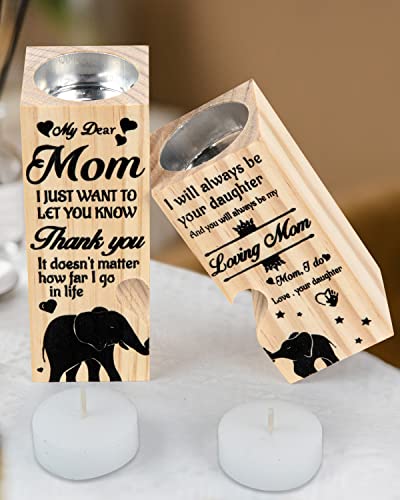 Gifts For Mom From Daughter Mother Daughter Candle Holder With Candle Mother's Day Birthday Christmas Valentines Day For Mom Meaningful Gifts Rustic Farmhouse Style Tealight Candle Holder #TOP2