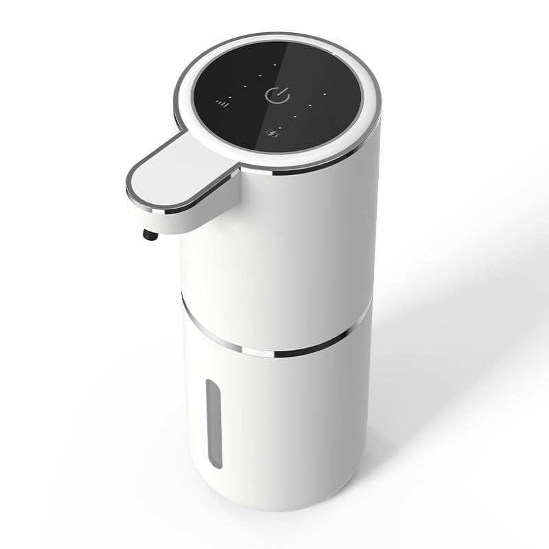 Super Pack - Dispensador Jabon Baño y Cocina Automatico 380ml Negro | Accesorios Baño Sin Taladro | Jabonera Eléctrica con Sensor Infrarrojo | Dosificador Gel USB Recargable | Pantalla LED