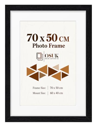 Image of OSUK Black 70 x 50cm Photo Frame With 60 x 40cm White Mount