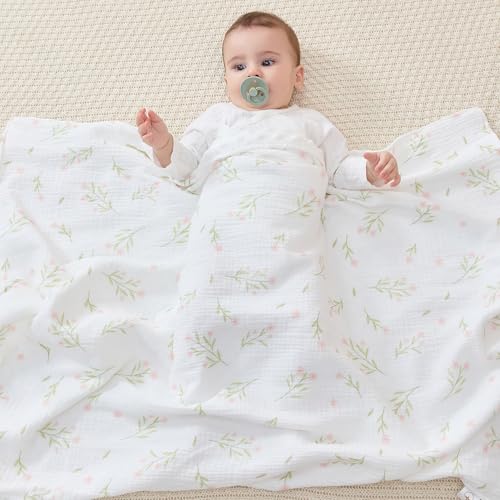 Image of JELLYMONI Micro Soft Plush Baby Blanket for Unisex Boys Girls, 1 Pack Muslin Cotton Minky Blanket with Soothing Raised Dots, Double Layer Bed Throws for Baby Crib, 30x40 Inches