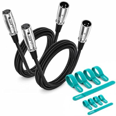 Movo 2-Pack Premium XLR Cable (25ft) – Balanced Male-to-Female Microphone Cable with Cable Ties – Shielded 3-Pin Mic Cable for Live Sound, Stage, Studio Recording, PA Systems & Podcasting