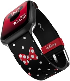 Disney  Minnie Mouse Polka Noir Smartwatch Strap - Officially Licensed, Compatible with Every Size & Series of Apple Watch (watch not included)