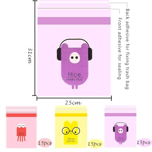 Miniatura 2 de Obllar 45 Bolsas De Basura Para Coche, Fáciles De Pegar, Desechables, Portátiles, Impermeables, A Prueba De Fugas, Bolsas De Limpieza Autoadhesivas Para Coches, Dormitorios, Baños, Oficinas, Cocinas