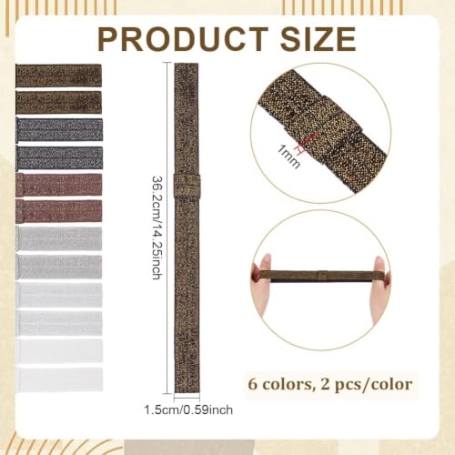 12PCS Elastic Book Bands Pen Loops, 6 Colors Glitter Notebook Straps, 2026 Upgraded Stretchy Closure Ties for Office, Travel, School, Journals, Textbooks, Planners, Stationery Organizer. - Image 2