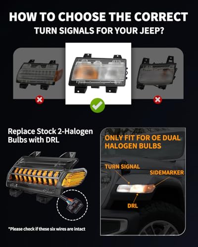 Image of New Upgrade Smoke Lens LED Fender Light Kit for JL Wrangler JT Gladiator, LED Turn Signal Lights with DRL & Side Marker Lights Replacement for Jeep Wrangler JL JT 2018-2023