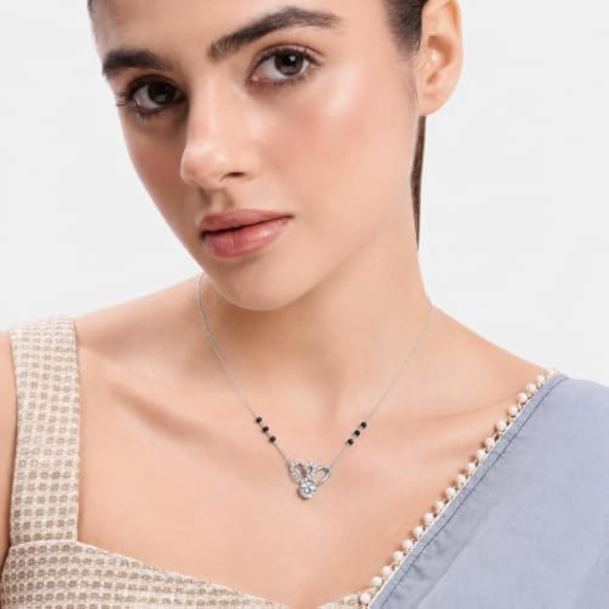 Women's 925 Sterling Silver Twin Heart Mangalsutra