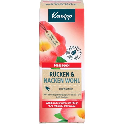 Kneipp Massageöl Rücken Wohl, hochwertig mit Extrakt der Teufelskralle, mit reichhaltiger Sheabutter, Sonnenblumenöl und Vitamin E, Mehrfarbig, 100 g (1er Pack)